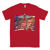 Red patriotic nurse certified medical assistant medilcal symbol background Classic Tee - BarkalooDesign