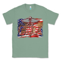 Sage patriotic nurse certified medical assistant medilcal symbol background Classic Tee - BarkalooDesign
