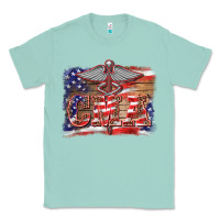 Seafoam patriotic nurse certified medical assistant medilcal symbol background Classic Tee - BarkalooDesign