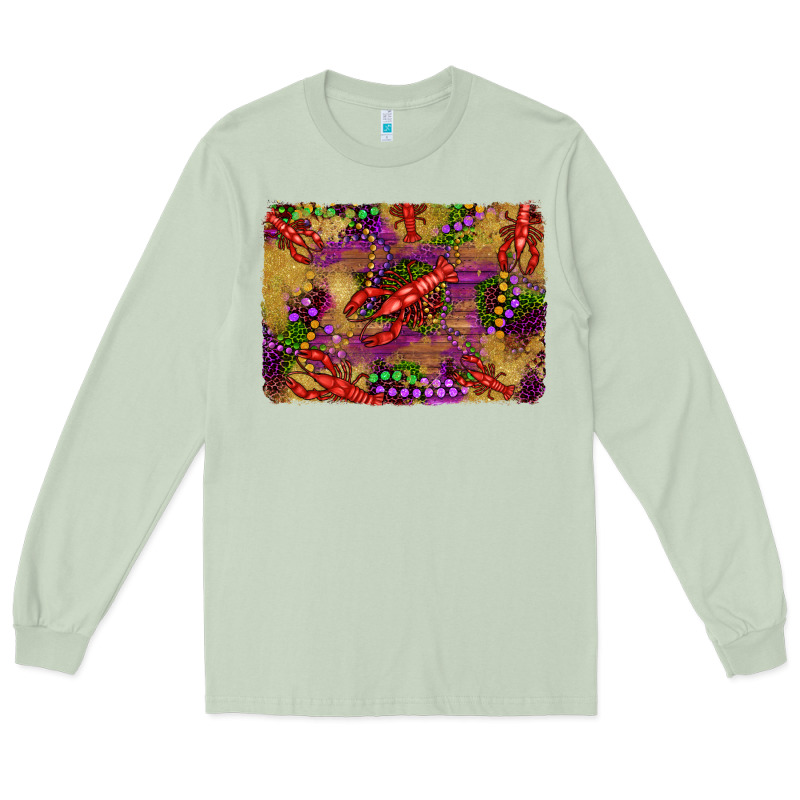 Mardi Gras Crawfısh Leopard Wood And Glitter Background Long Sleeve Tee by Artiststas | Teevron