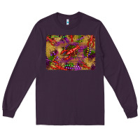 Plum mardi gras crawfısh leopard wood and glitter background Long Sleeve Tee - Artiststas