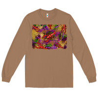 Toasted Coconut mardi gras crawfısh leopard wood and glitter background Long Sleeve Tee - Artiststas