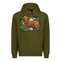Western Cactus Highland Cow Premium Hoodie | Teevron
