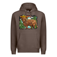 Coffee western cactus highland cow Premium Hoodie - BarkalooDesign