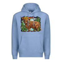 Colony Blue western cactus highland cow Premium Hoodie - BarkalooDesign