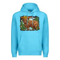 Ocean Blue western cactus highland cow Premium Hoodie - BarkalooDesign