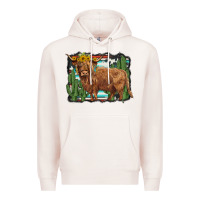 Pale Pink western cactus highland cow Premium Hoodie - BarkalooDesign