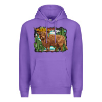 Purple western cactus highland cow Premium Hoodie - BarkalooDesign