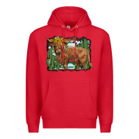 Red western cactus highland cow Premium Hoodie - BarkalooDesign