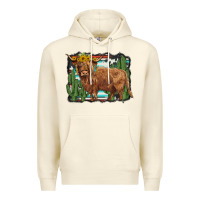 Sandshell western cactus highland cow Premium Hoodie - BarkalooDesign