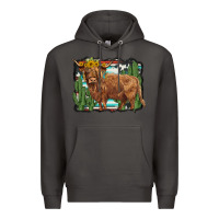 Smoke western cactus highland cow Premium Hoodie - BarkalooDesign