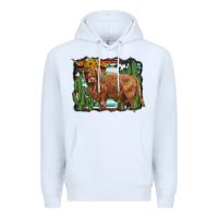 White western cactus highland cow Premium Hoodie - BarkalooDesign