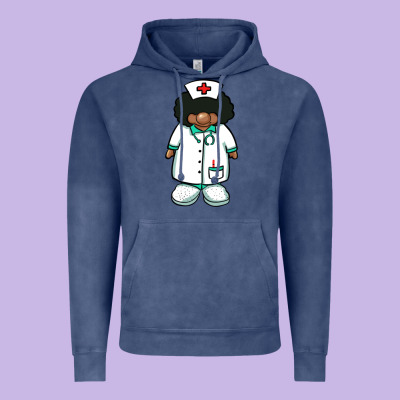 African Nurse Gnome Afro Hair Vintage Hoodie Designed By Barkaloodesign