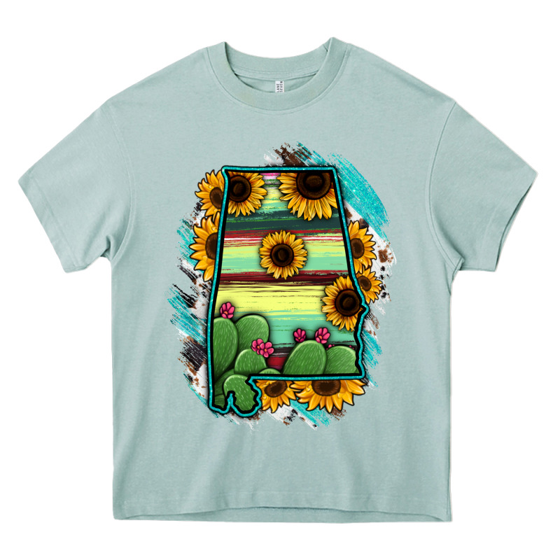 Alabama Map Sunflower Cactus Serape Heavy Core Tee by RanaPortraitStore | Teevron