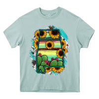 Arona Alabama Map Sunflower Cactus Serape Heavy Core Tee - RanaPortraitStore