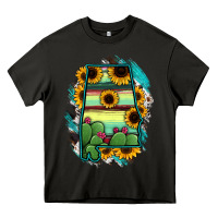 Asphalt Alabama Map Sunflower Cactus Serape Heavy Core Tee - RanaPortraitStore
