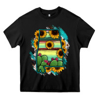 Black Alabama Map Sunflower Cactus Serape Heavy Core Tee - RanaPortraitStore
