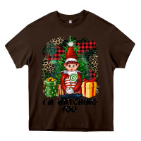 Chocolate Brown I'm Watching You Elf Heavy Core Tee - FaDigitalArtStudio