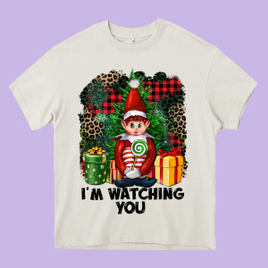 I'm Watching You Elf Heavy Core Tee Designed By Fadigitalartstudio