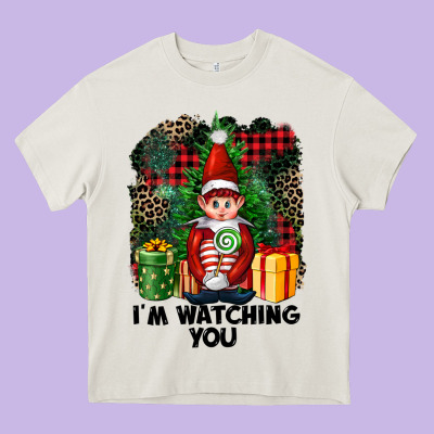 I'm Watching You Elf Heavy Core Tee Designed By Fadigitalartstudio