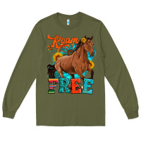 Army Green roam free galloping Long Sleeve Tee - Artiststas