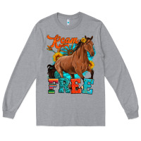 Heather Grey roam free galloping Long Sleeve Tee - Artiststas