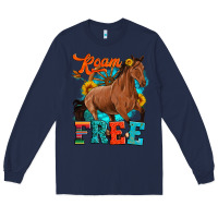 Navy roam free galloping Long Sleeve Tee - Artiststas