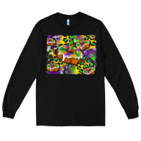 Black mardi gras cake glitterleopard and cowhide background Long Sleeve Tee - Artiststas