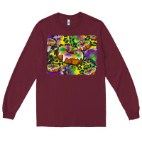 Burgundy mardi gras cake glitterleopard and cowhide background Long Sleeve Tee - Artiststas