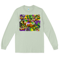 Matcha mardi gras cake glitterleopard and cowhide background Long Sleeve Tee - Artiststas