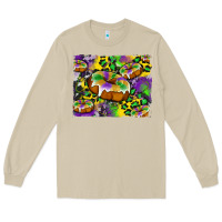 Mushroom mardi gras cake glitterleopard and cowhide background Long Sleeve Tee - Artiststas