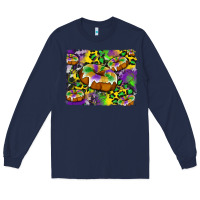 Navy mardi gras cake glitterleopard and cowhide background Long Sleeve Tee - Artiststas