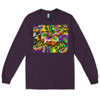 Plum mardi gras cake glitterleopard and cowhide background Long Sleeve Tee - Artiststas