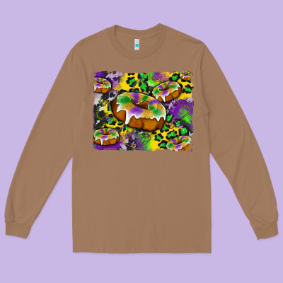 Mardi Gras Cake Glitterleopard And Cowhide Background Long Sleeve Tee Designed By Artiststas