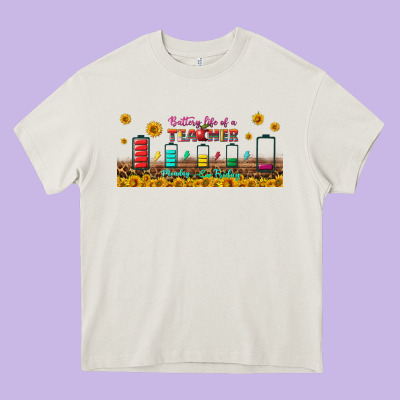 Battery Life Of A Teacher Libbey Glass Heavy Core Tee Designed By Bundleandbundleshop