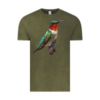 Vintage Olive Ruby Throated Hummingbird Bird Vintage Tee - LillyAllenDesigns