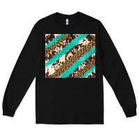 Black turquoise glitter leopard and cowhide Long Sleeve Tee - Artiststas