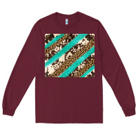Burgundy turquoise glitter leopard and cowhide Long Sleeve Tee - Artiststas