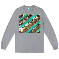 Heather Grey turquoise glitter leopard and cowhide Long Sleeve Tee - Artiststas