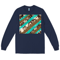 Navy turquoise glitter leopard and cowhide Long Sleeve Tee - Artiststas