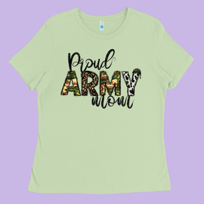Proud Army Mom Ladies Tee Designed By Cowhidedigitalart