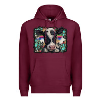 Burgundy western background turquoises gemstones black and white baby cow Premium Hoodie - BarkalooDesign