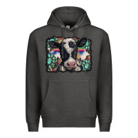 Charcoal Heather western background turquoises gemstones black and white baby cow Premium Hoodie - BarkalooDesign