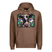 Chestnut western background turquoises gemstones black and white baby cow Premium Hoodie - BarkalooDesign