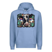 Colony Blue western background turquoises gemstones black and white baby cow Premium Hoodie - BarkalooDesign