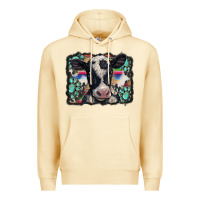 Pina Colada western background turquoises gemstones black and white baby cow Premium Hoodie - BarkalooDesign