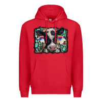 Red western background turquoises gemstones black and white baby cow Premium Hoodie - BarkalooDesign