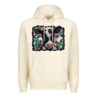 Sandshell western background turquoises gemstones black and white baby cow Premium Hoodie - BarkalooDesign