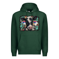 Sports Green western background turquoises gemstones black and white baby cow Premium Hoodie - BarkalooDesign