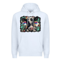 White western background turquoises gemstones black and white baby cow Premium Hoodie - BarkalooDesign